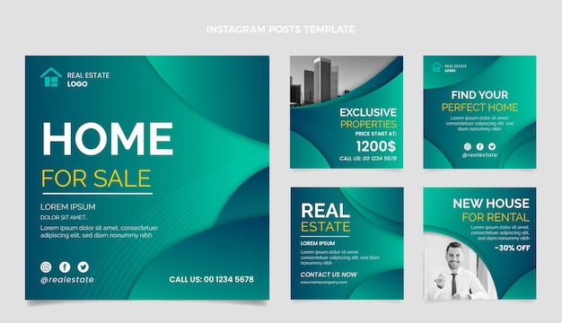 Free Vector gradient real estate instagram post