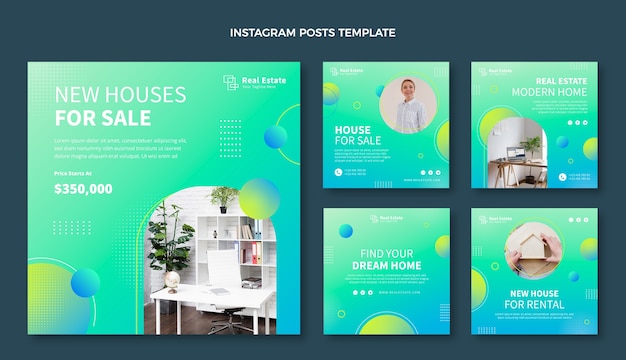 Free Vector gradient real estate instagram post