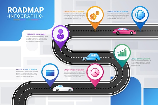 Gradient roadmap infographic template