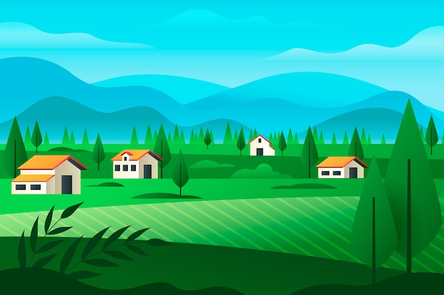 Free Vector gradient rural landscape background