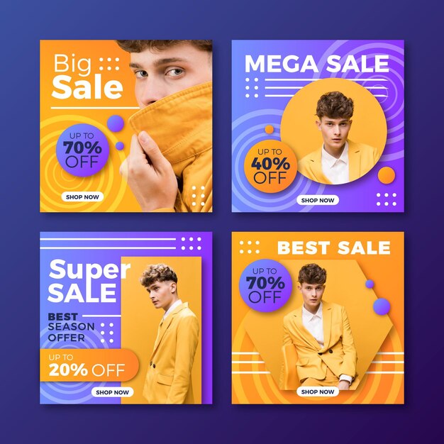 Gradient sale instagram post collection with photo