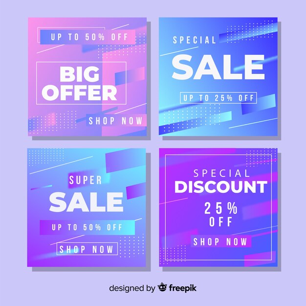 Gradient sale instagram post set