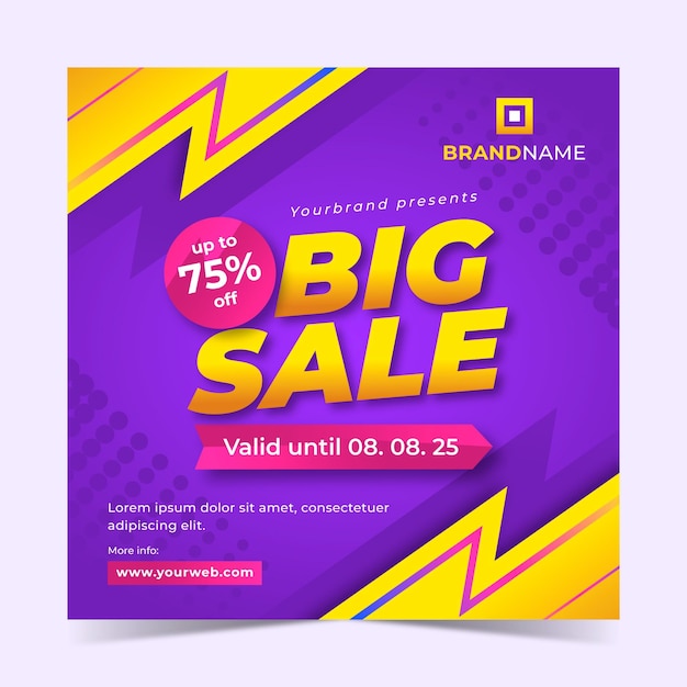 Gradient sale square flyer template