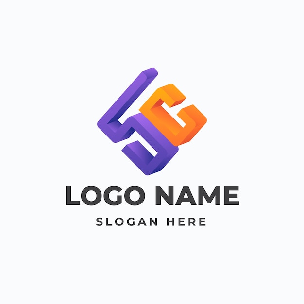 Gradient sc or cs logo template