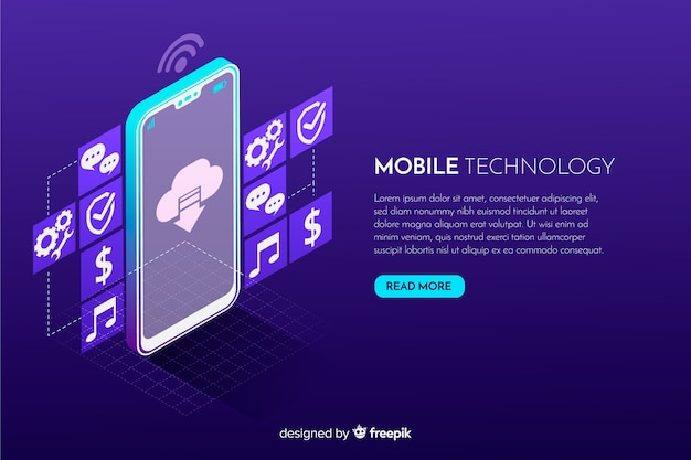 Free vector gradient smartphone isometric technology background