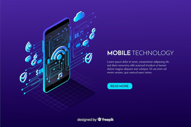 Free vector gradient smartphone isometric technology background