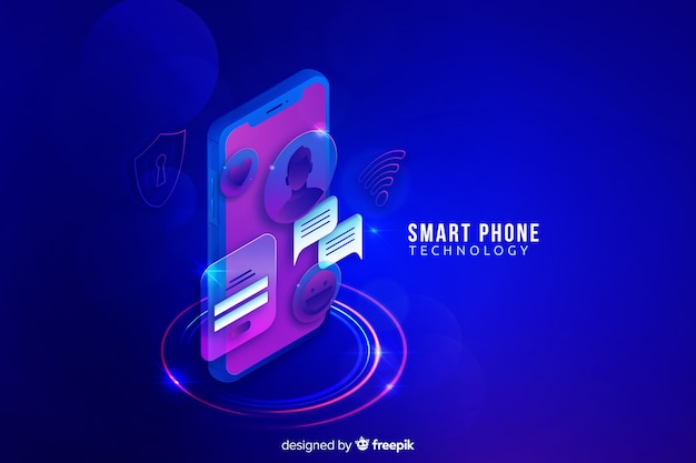 Free vector gradient smartphone isometric technology background