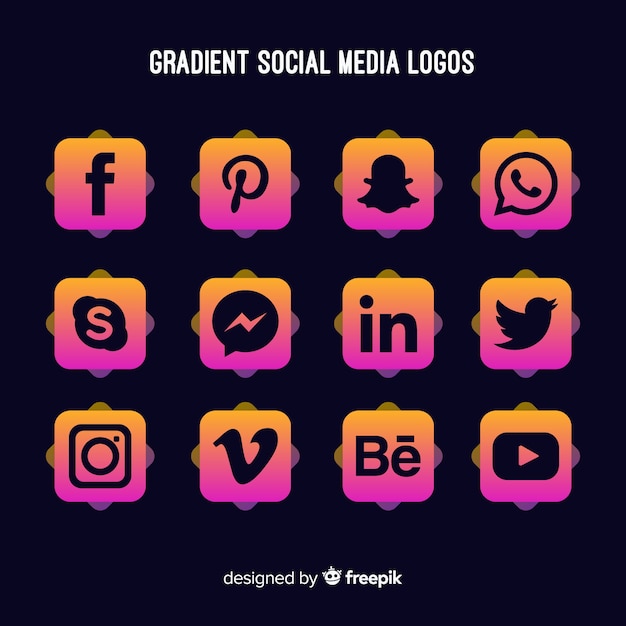 Free Vector gradient social media logo collectio