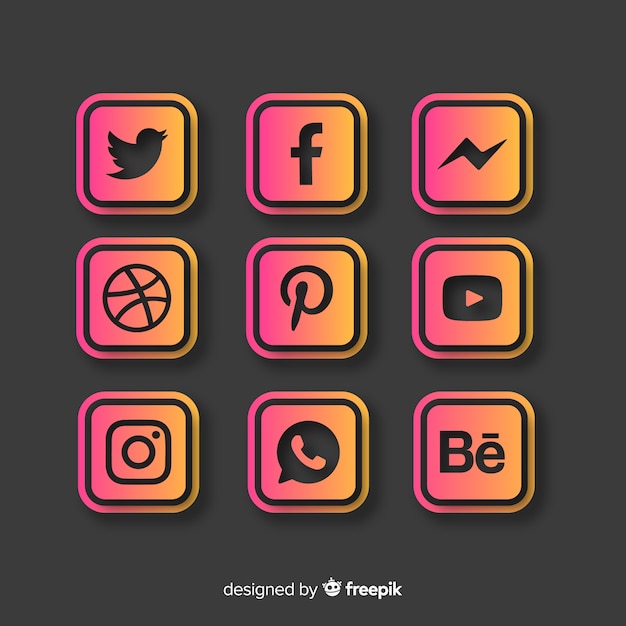 Free Vector gradient social media logo collection