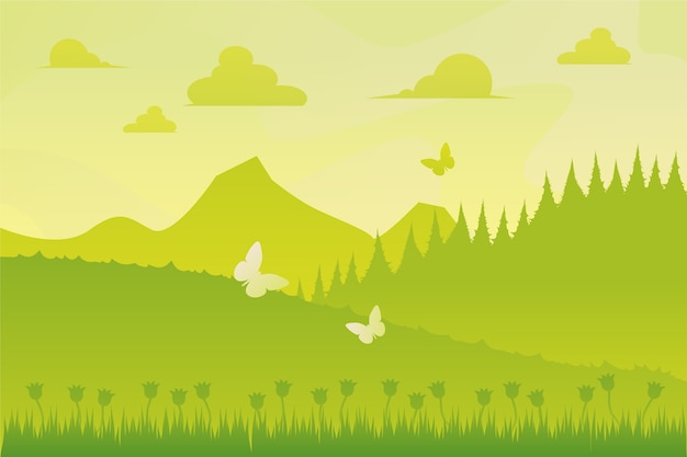 Free Vector gradient spring landscape wallpaper