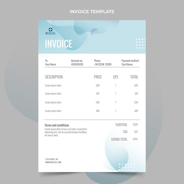 Free Vector gradient style medical invoice