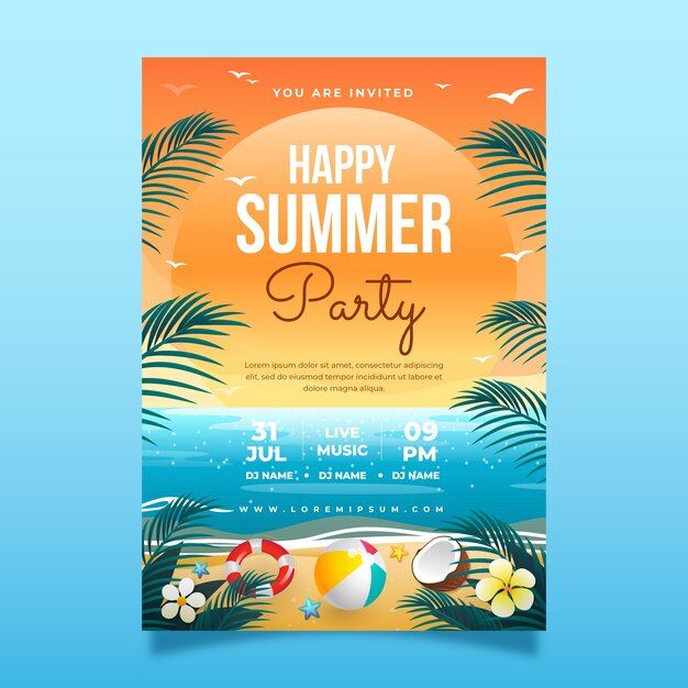 Gradient summer party poster invitation