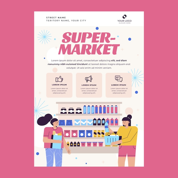 Free Vector gradient supermarket poster template