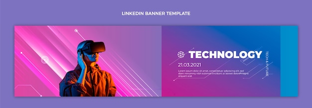 Gradient texture technology linkedin banner