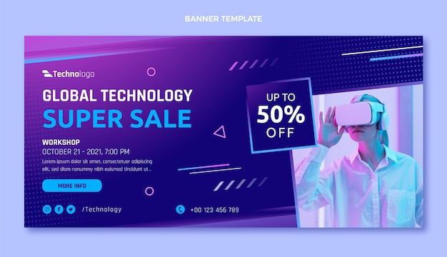 Free vector gradient texture technology sale banner