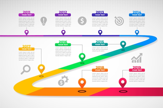 Free Vector gradient timeline infographic