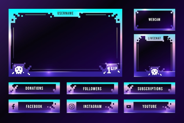 Free Vector gradient twitch panels set