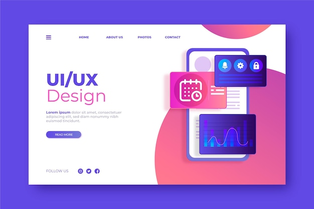 Gradient ui/ux landing page template