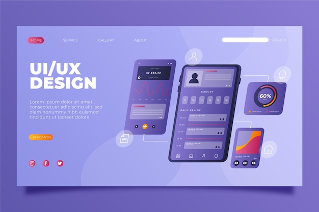 Gradient ui/ux landing page template