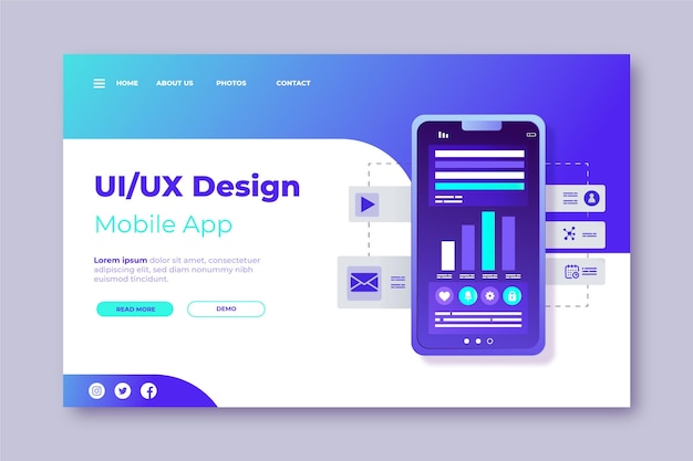 Free vector gradient ui/ux web template