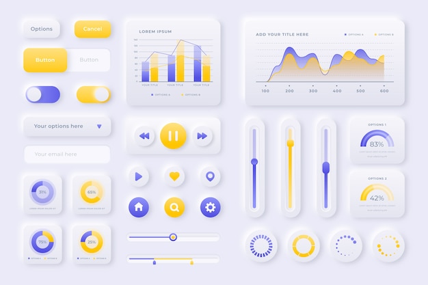 Free vector gradient user interface kit collection