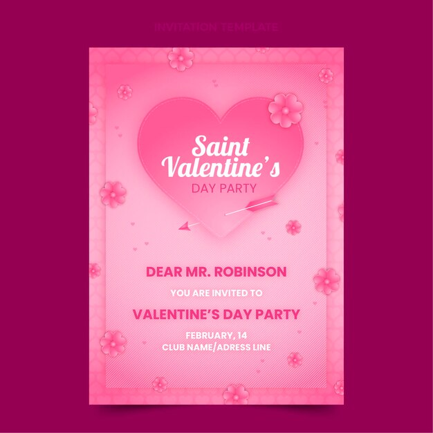 Gradient valentine's day invitation template