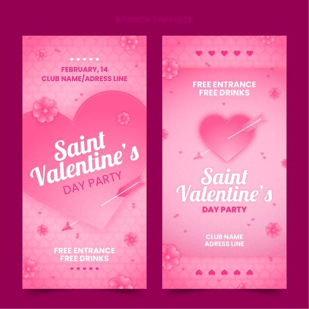 Gradient valentine's day vertical banners set