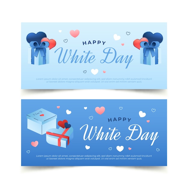 Free Vector gradient white day horizontal banners set