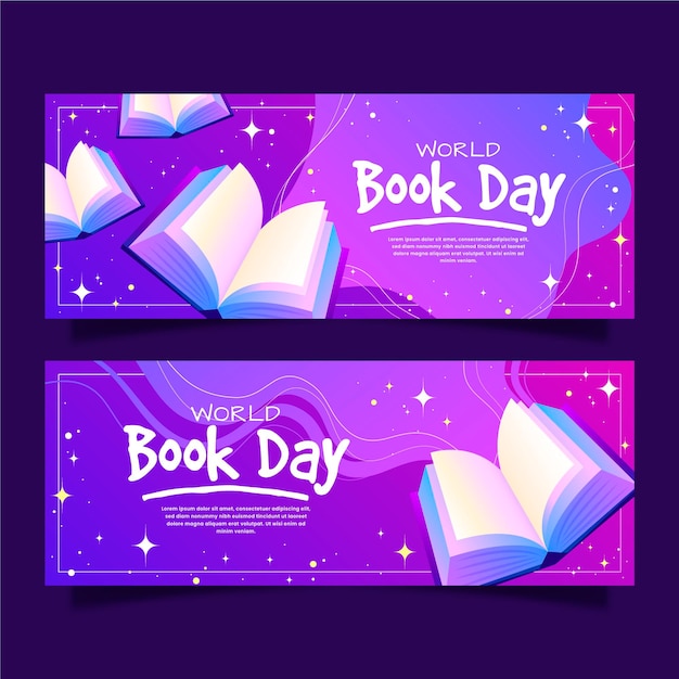 Free vector gradient world book day banners