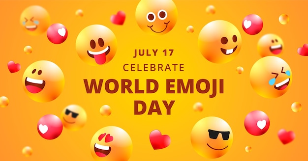 Free vector gradient world emoji day background