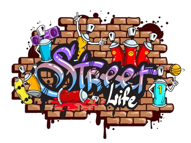 Graffiti word characters composition