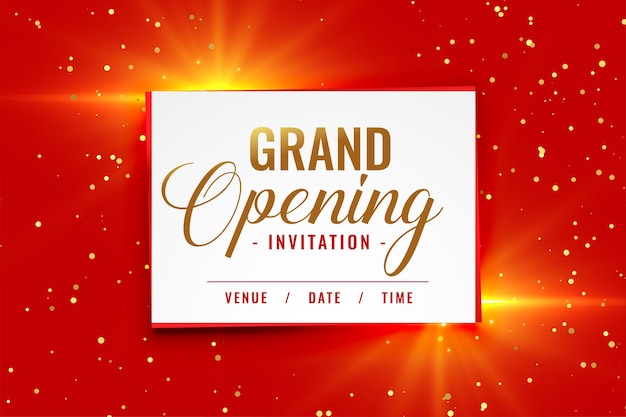 Free Vector grand opening invitation event banner with golden glittering decoration