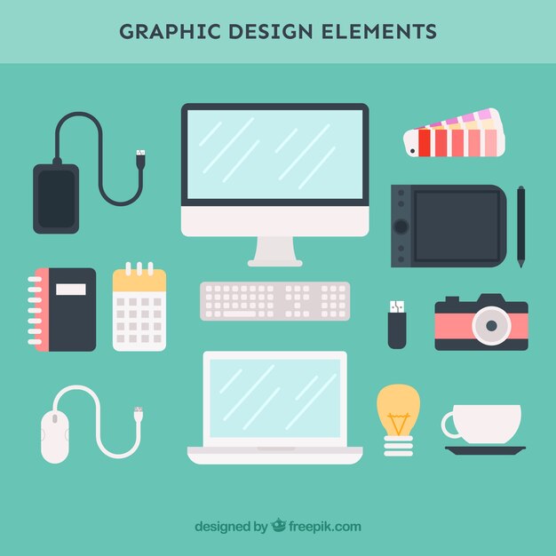 Graphic design elements collection in flat style