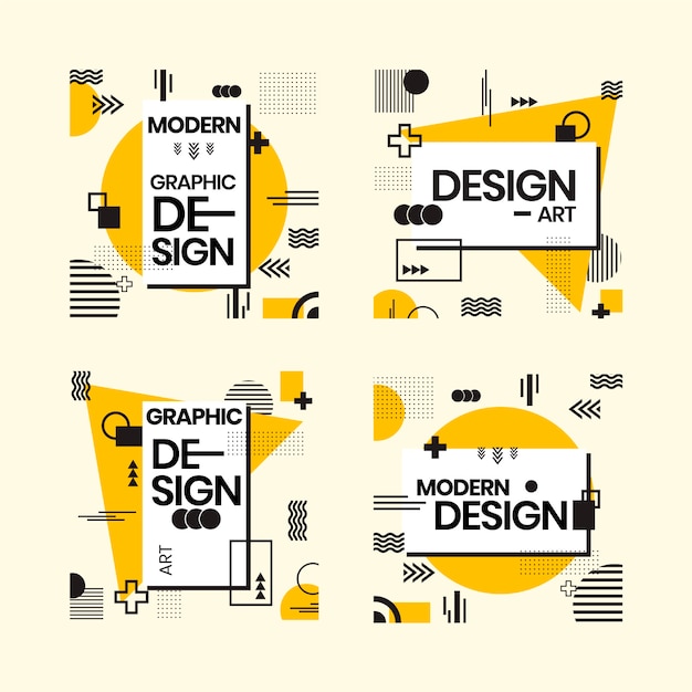 Free vector graphic design labels in geometric style