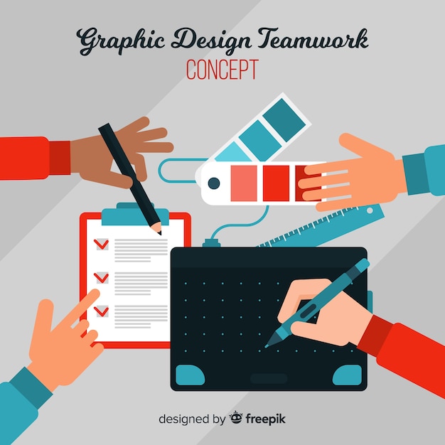 Free vector graphic design teamwork concept