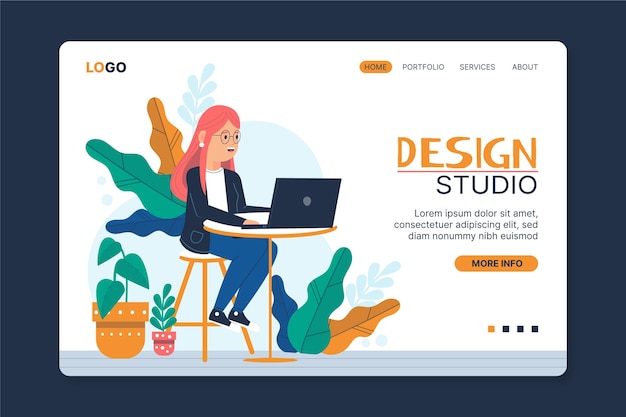 Free Vector graphic designer web template illustrated