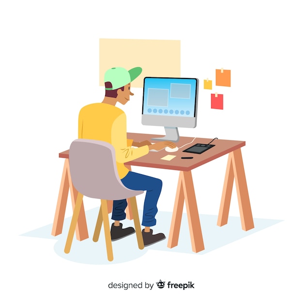 Free Vector graphic designer workplace