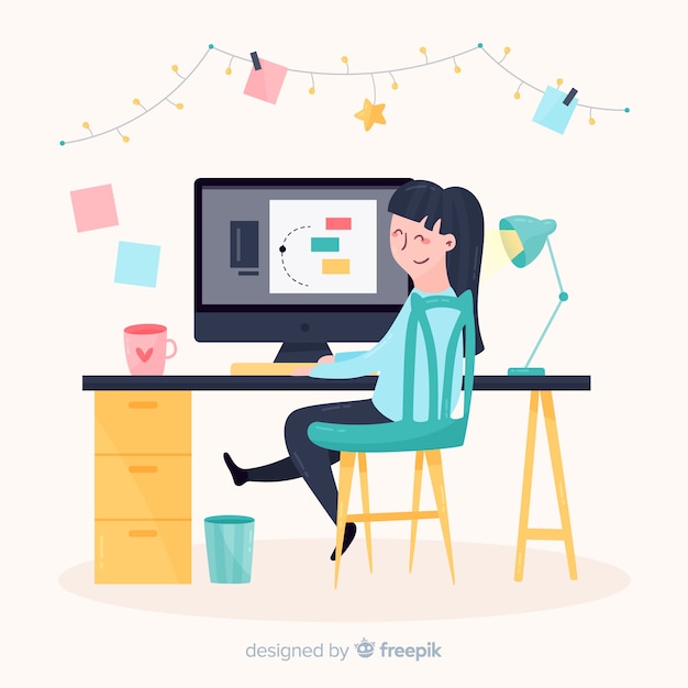 Free Vector graphic designer workplace