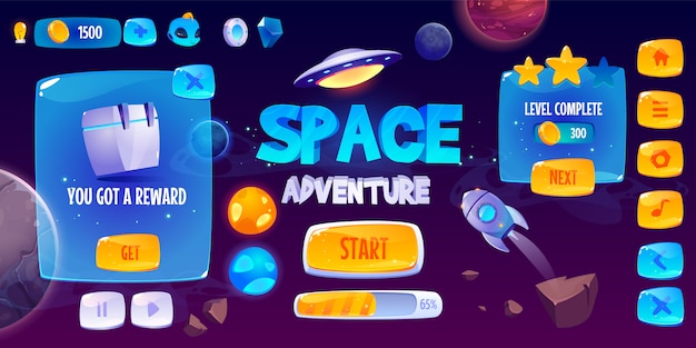 Free vector graphic user interface for space adventure game