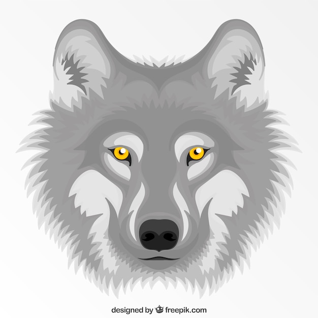 Free Vector gray wolf with yellow eyes background 