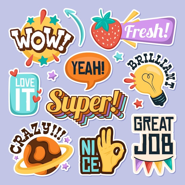 Free vector great job and good job sticker collection