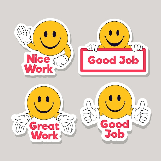 Free vector great job sticker collection