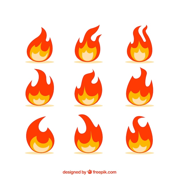 Free Vector great pack of nine flat flames