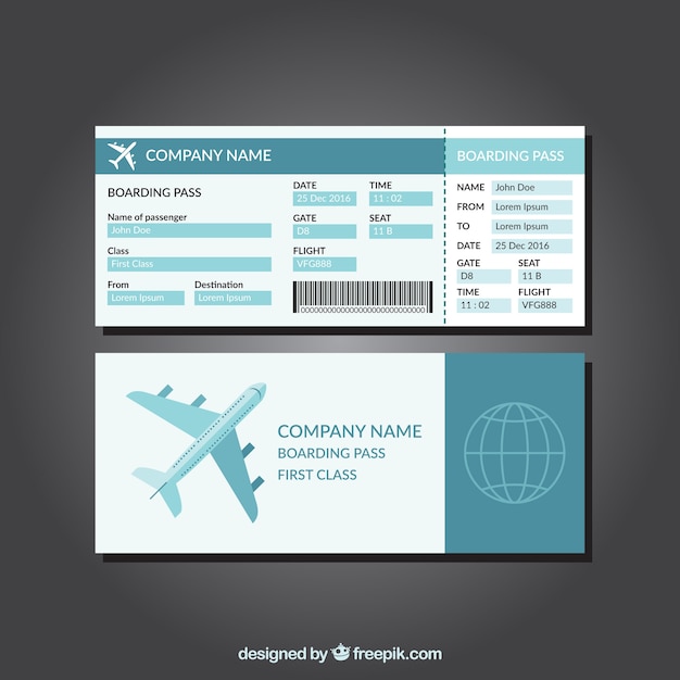 Great template of blue boarding pass