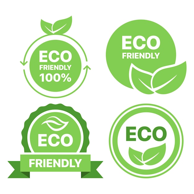 Free vector green circular eco friendly labels