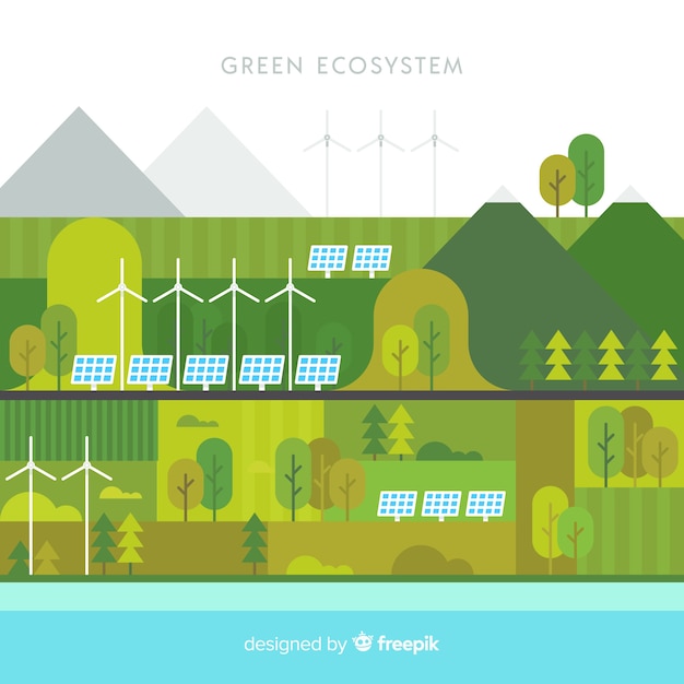 Free Vector green ecosystem concept background