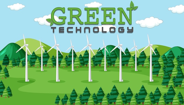 Free vector green energy generated by wind turbine