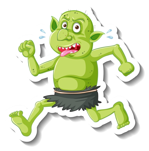 Green goblin or troll cartoon character sticker