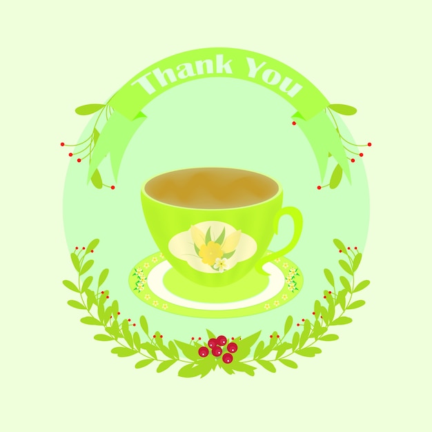 Free Vector green greeting card with cup