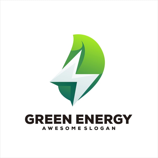 Free Vector green leaf energy gradient illustration logo